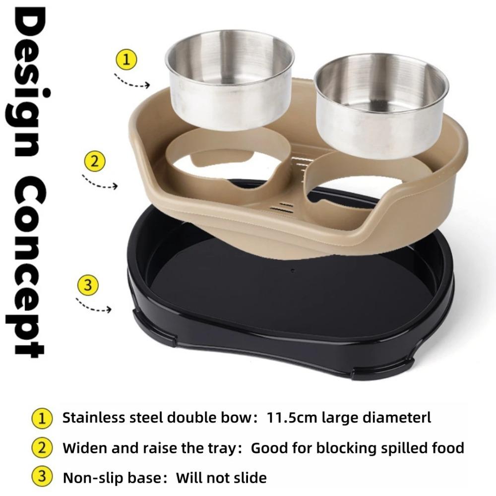 with Baffle Feeding Basin Water Bowl Eating and Drinking Water Pet Double Bowl Dog Tableware