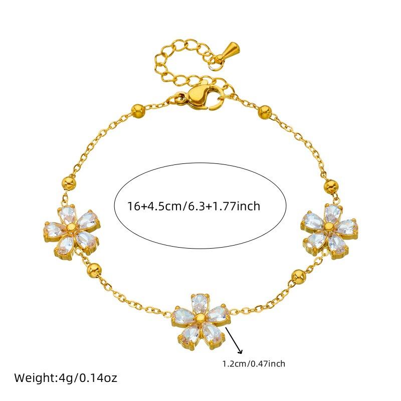 Crystal Daisy Flower Jewelry Clear Necklace Earrings Bracelet Women Stainless Steel Chain Choker Gifts