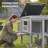 Chicken coop/chicken house for 3-4 chickens with run, nesting box, asphalt roof, Oxford covering, pull-out drawer, 264x82x89cm, grey