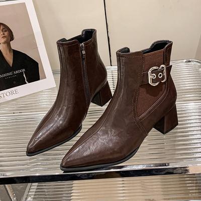 Mode Retro Mode Riemgesp Chelsea Boots voor Dames Herfst Winter Zachte Zool Dames Schoenen Designer Grote Maat Enkellaarzen Vrouwelijk