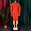 Long Sleeve Bodycon Dress Women Ruffles Sleeve Solid O Neck Package Hips Mid Calf Dress Clothes Robe