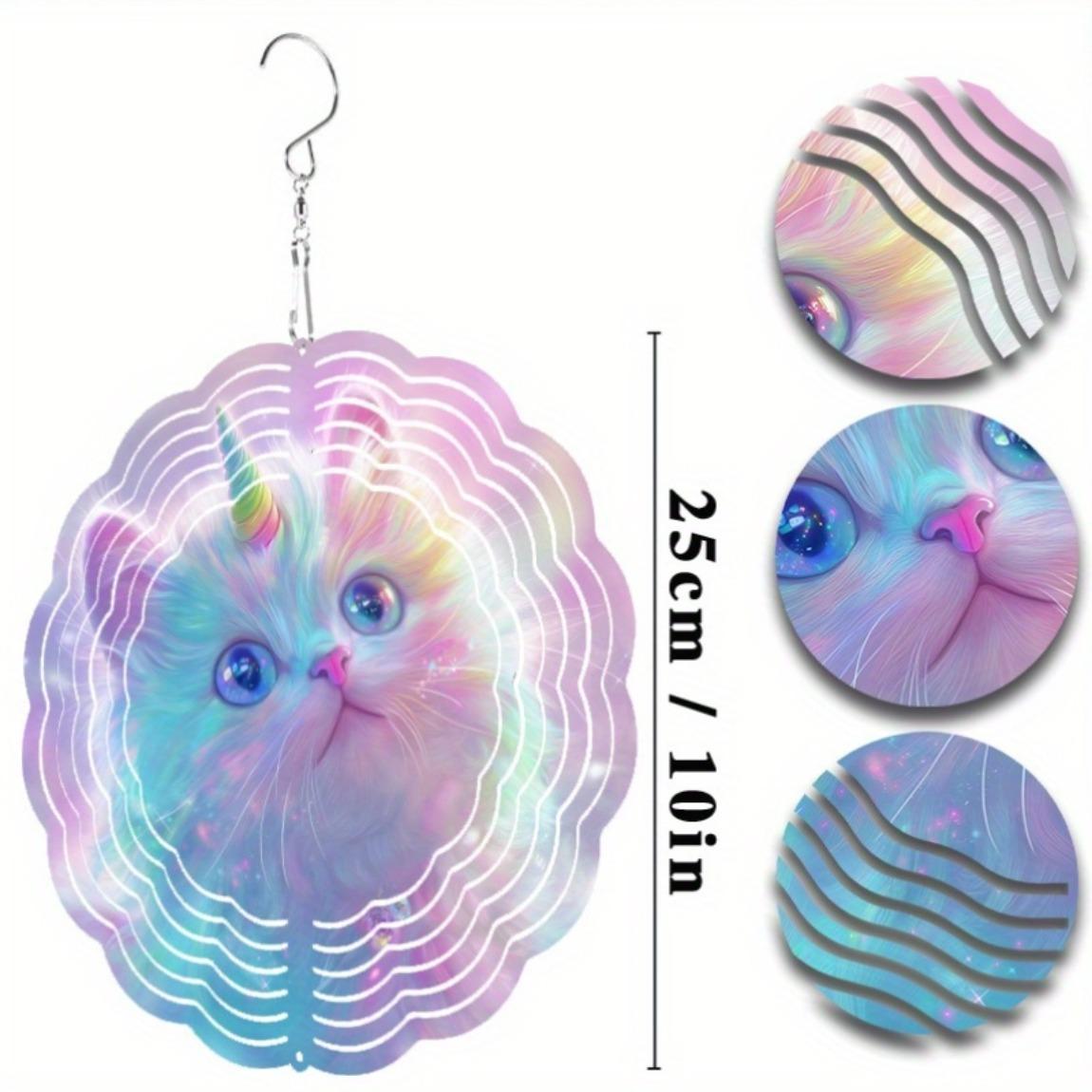 

10 Inch Rotating Wind Chime with Cat Design 360 Degree Hook for Garden Balcony Decor Summer Spring Gift for Friends Family 01A