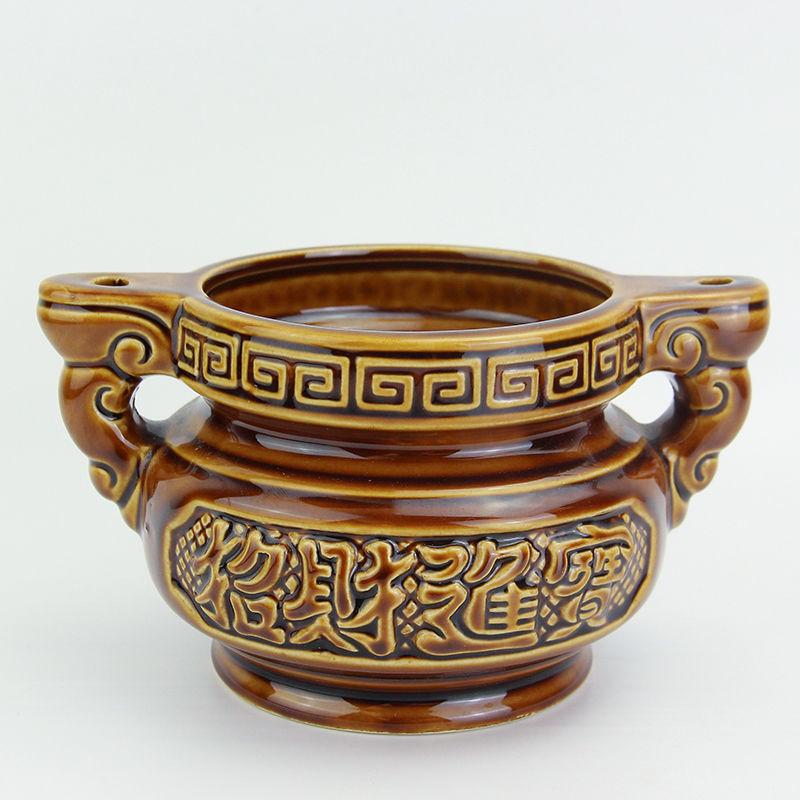 Copper Alloy Incense and Candle Holder - Handmade Ceramic Base for Home Use