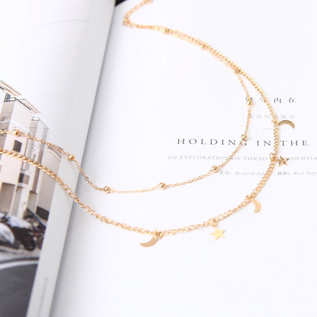 Multi-layer Necklace Women Alloy Moon Star Decoration Choker Neck Chain Girls Neck Jewelry