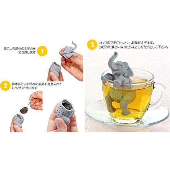 Carolata Animal Tea Strainer (Asian ElephantDishwasher and Microwave SafeSilicone) Cute Animal Tea Strainer Tea Infuser Gift