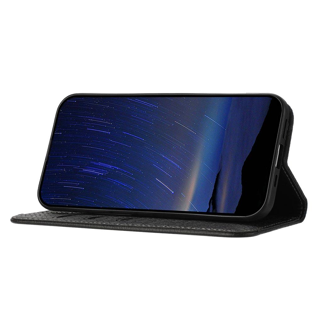 For iPhone 17 Case Woven Texture PU Leather Wallet Phone Cover with Wrist Strap