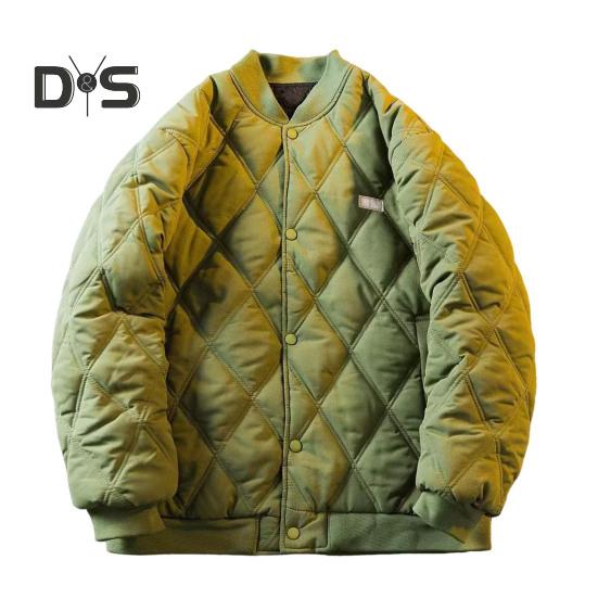 

Мужская куртка-бомбер, стеганая университетская бейсбольная куртка, зимнее теплое стеганое пальто, повседневная свободная верхняя одежда для повседневной работы на улице 2XL