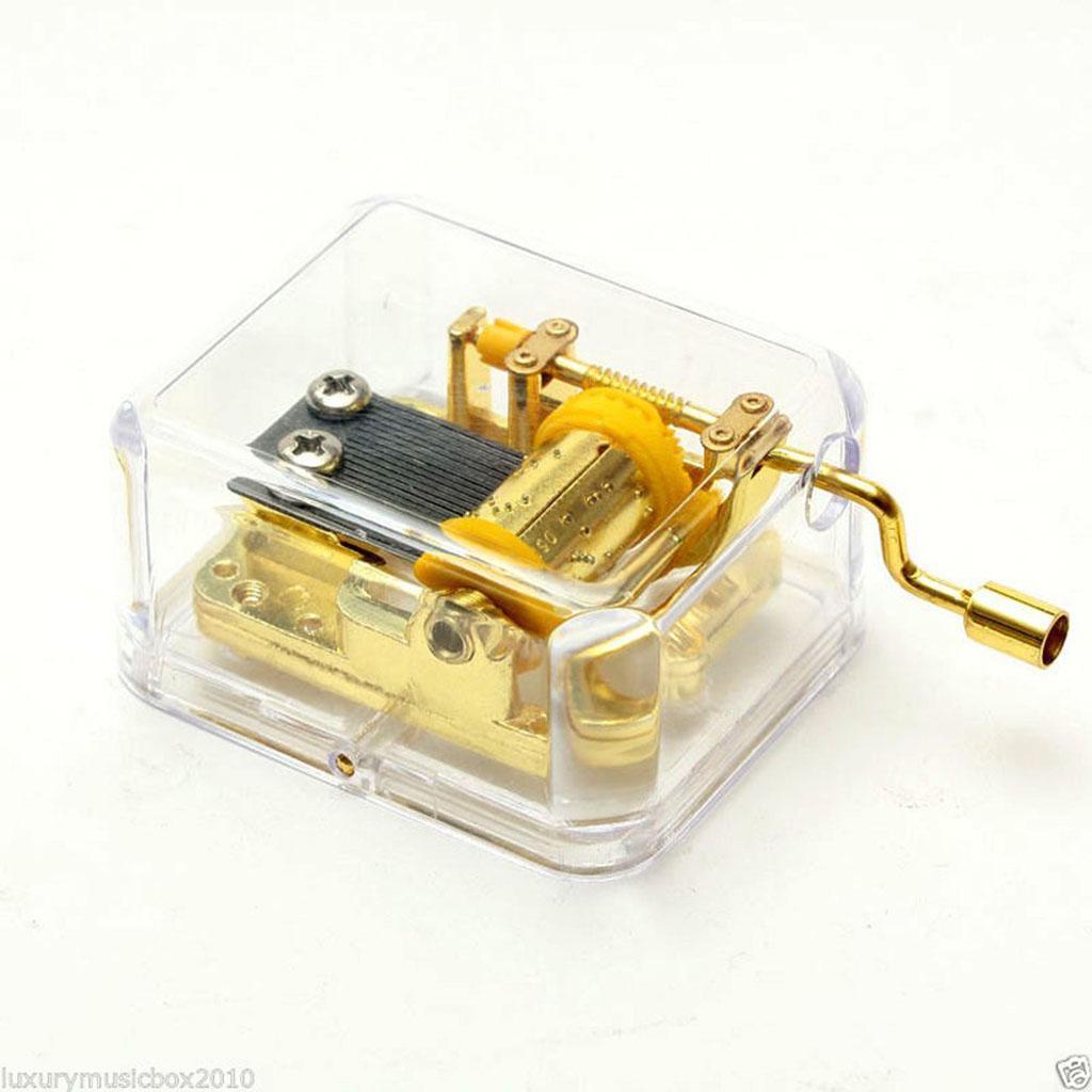Acrylic Hand Crank DIY Music Box Movement Mechanical Crafts Part Gift