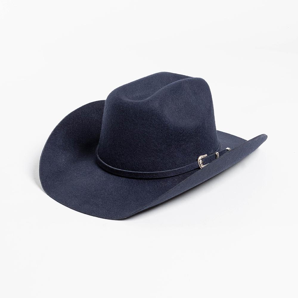 Autumn And Winter New Fashion Belt Buckle Decorative Wool Woolen Edge Wide Brim Jazz Hat Outdoor Warm Concave Top Hat