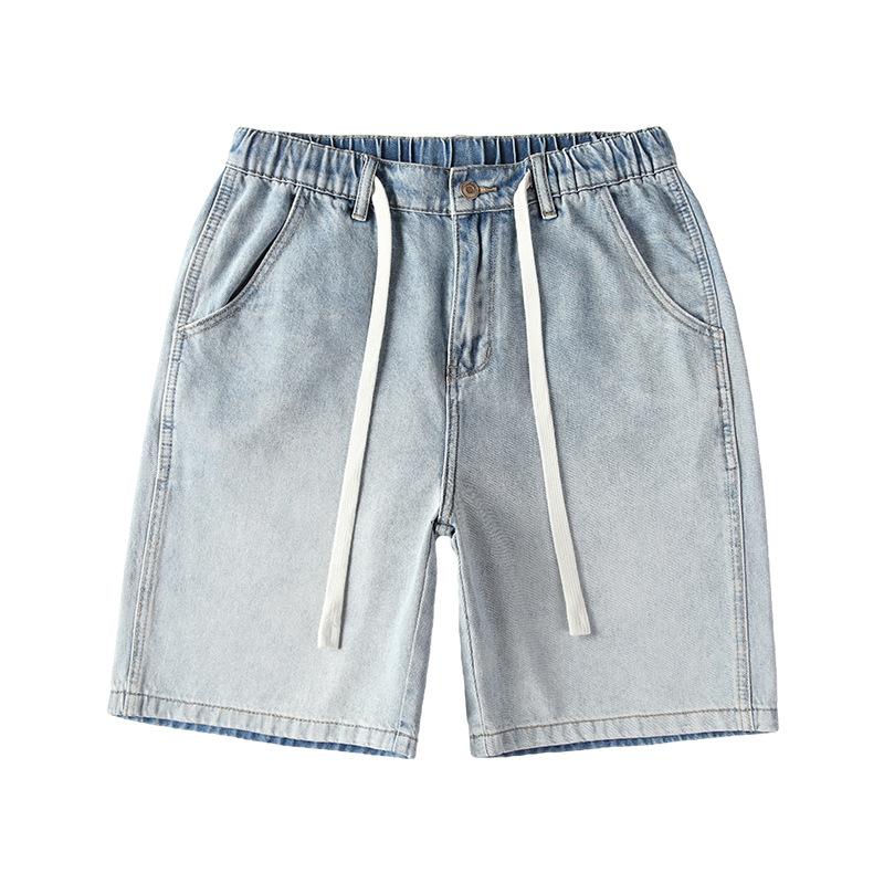 New Summer Style Lace-up Shorts Loose Tapered Denim Mid-trousers