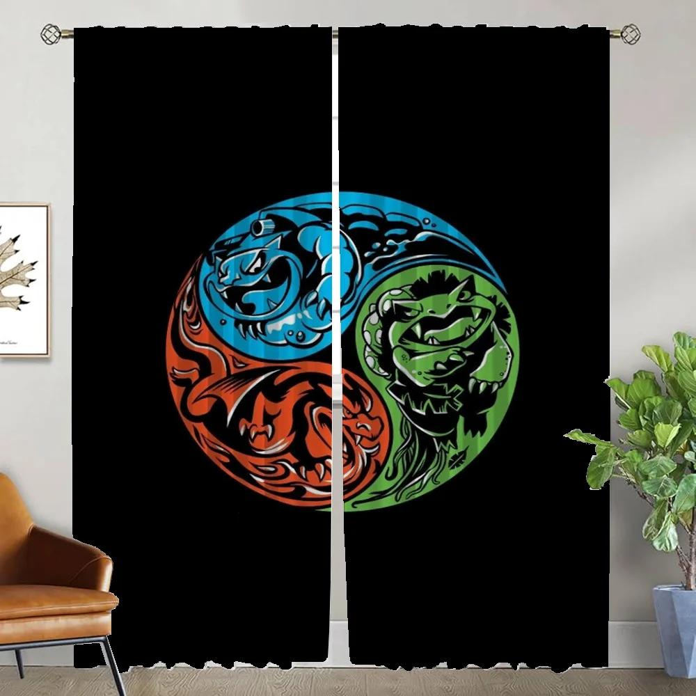 

Home Interior Curtains 2 Pieces P-pokemones Curtains Child Room Window Curtain Shades Partition Halloween Decoration Living W50xH70cmx2pcs-CL