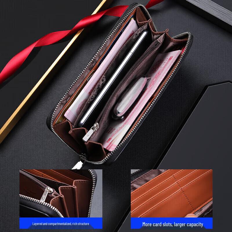 Septwolves Men's Genuine Leather Zipper Wallet