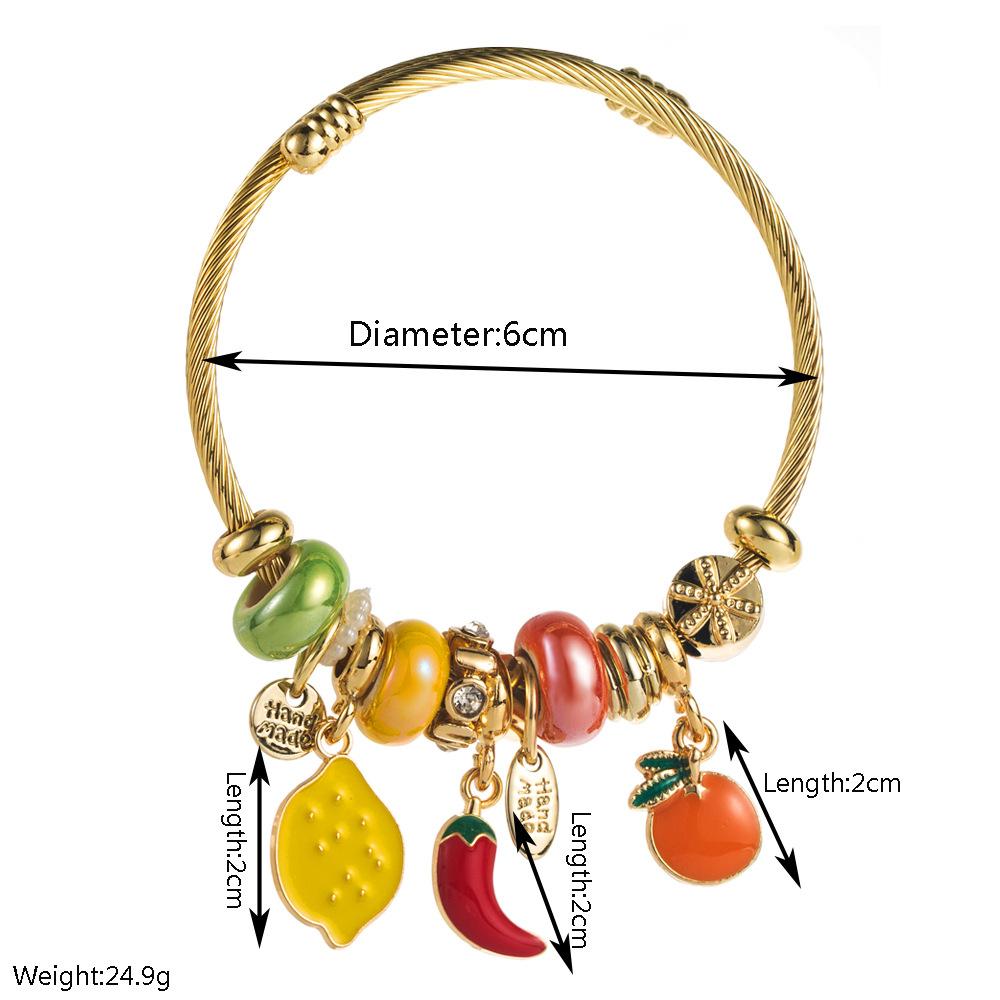 Fruit Series Bracelet Apple Lemon Orange Pendant Adjustable Wristband