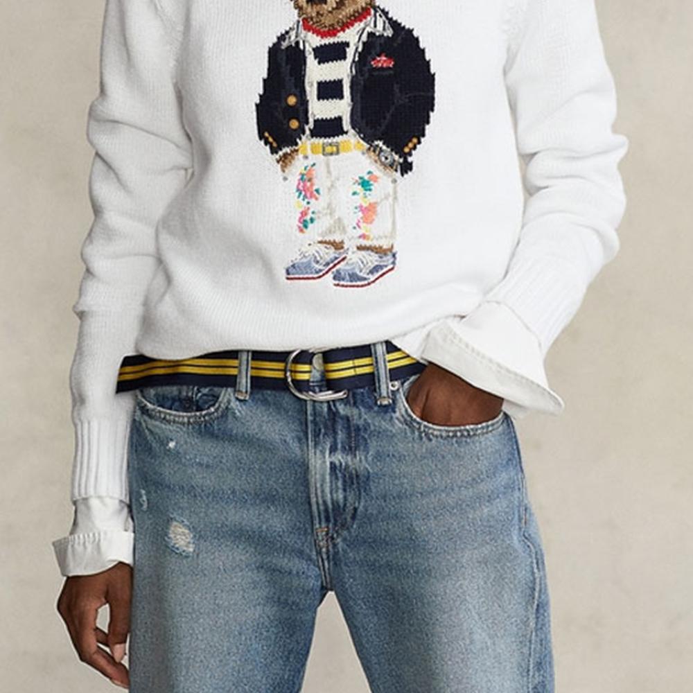 Polo Ralph Lauren Ss22 Bear Print Crew Neck Long Sleeve Knit Sweater Women sweater White RL22823-100