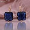 PATAYA Rose Gold Color Inlaid Artificial Zircon Square Sweet Girl Earrings
