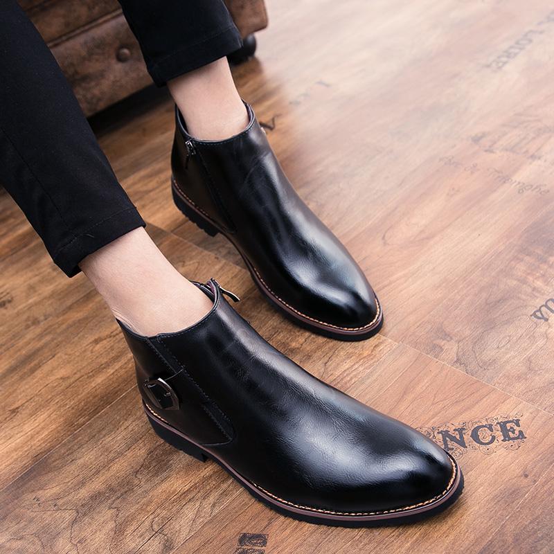 Fashion Man Formal Business Dress Shoes Leather Casual Men Chelsea Boots New Arrival Men's Motorcycle Boots Handmade Male Basic Boots