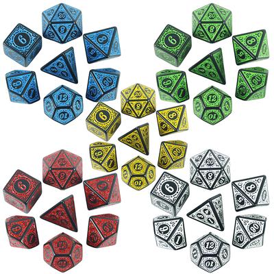 Conjunto de dados Dados poliédricos Conjunto de dados de plástico de alta qualidade Padrão exclusivo Estilo de fonte retrô impressionante Perfeito para jogos de RPG