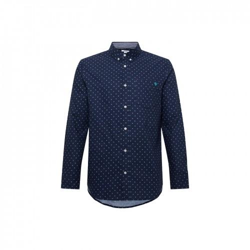 Maine Camisa masculina de manga comprida com estampa Dash XXL azul-escuro