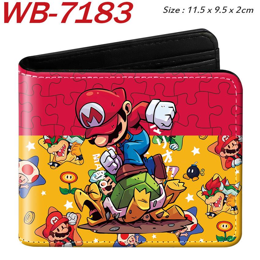 Super Mario Cartoon Full-Color Print Bi-Fold Wallet Anime Student Unisex Short Purse