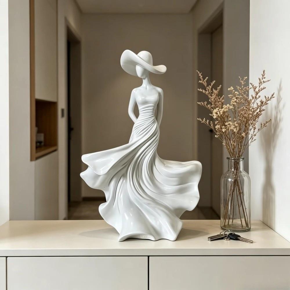 Einfache 3D-gedruckte tanzende Dame Statue Heimdekoration Elegante Frauenfigur Statue Fließender Rock Mädchen Skulptur Geschenk