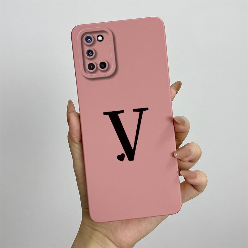 Für OPPO A52 A72 A92 Hülle CPH2061 CPH2067 CPH2059 CPH2069 Handyhülle Niedliche Initialien Quadratisch Stoßfest Silikon Rückseite
