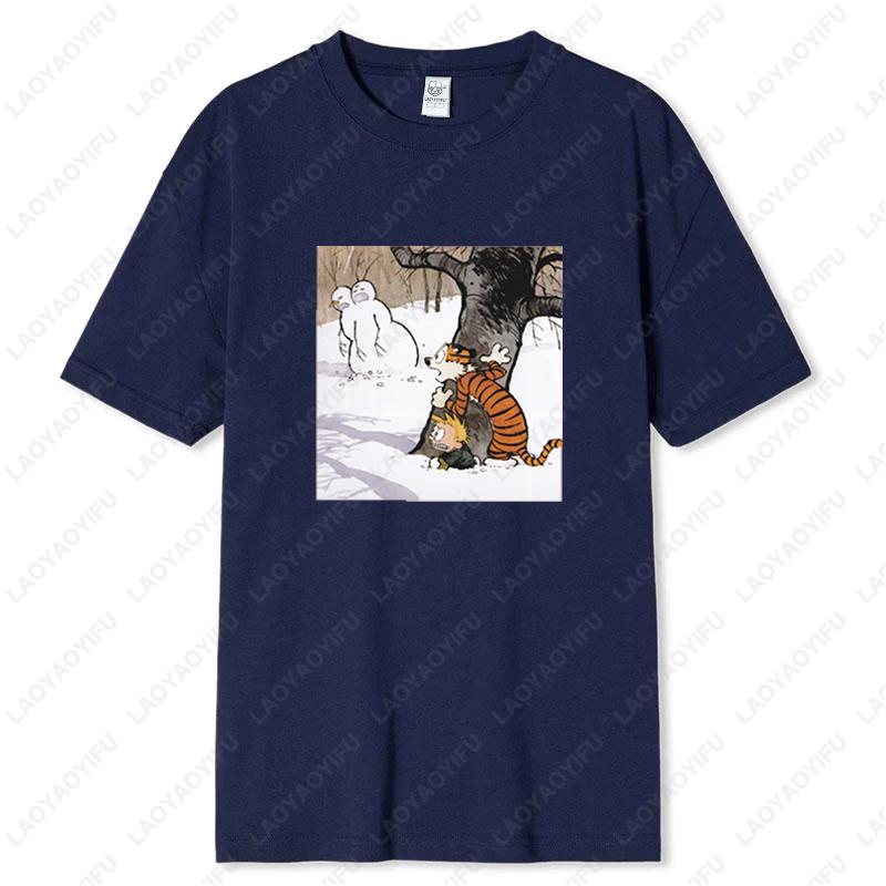 Retro Inspired Calvin Hobbes Graphic Tshirt Cotton Women Men with Playful Comic Strip Art Casual Comfortable Everyday Wear Tees