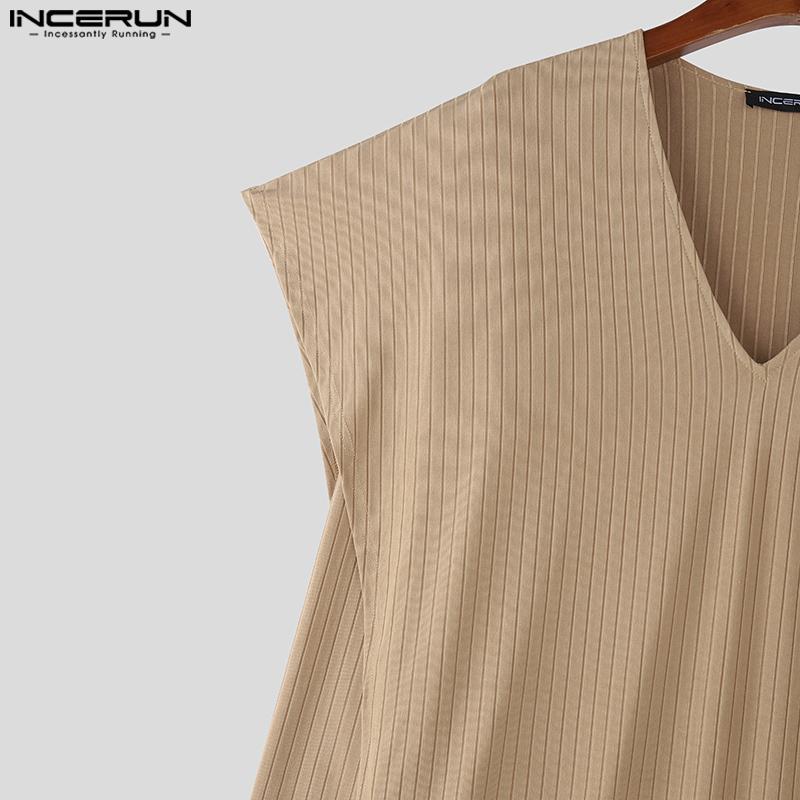 INCERUN Autumn Men Long Sleeve Fake Two-piece Layers Rib Long Casual Tops Pullovers