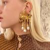 Vintage Metal Alloy Gold-Plated Eyes With Teardrop Dangle Earrings For Women Jewelry Fashion Show Statement Earrings Accessories