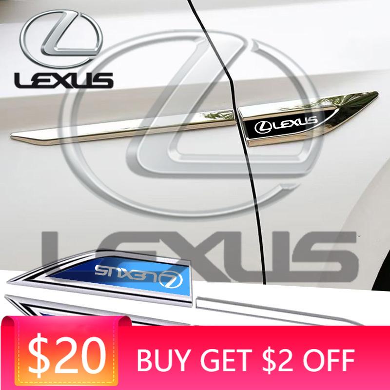 Emblems 2Pcs Metal Stickers Car Fender Emblem Decals Auto Accessories For Lexus F-SPORT ES RX NX LS UX LM LX GX LC RZ IS CT GS R WN2