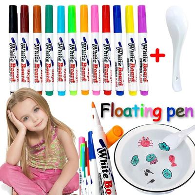Non-Toxic 8/12 Colors Magical Water Floating Student Painting Brush Whiteboard Markers Pen Suspension Kids Educational Painting Pen Toys