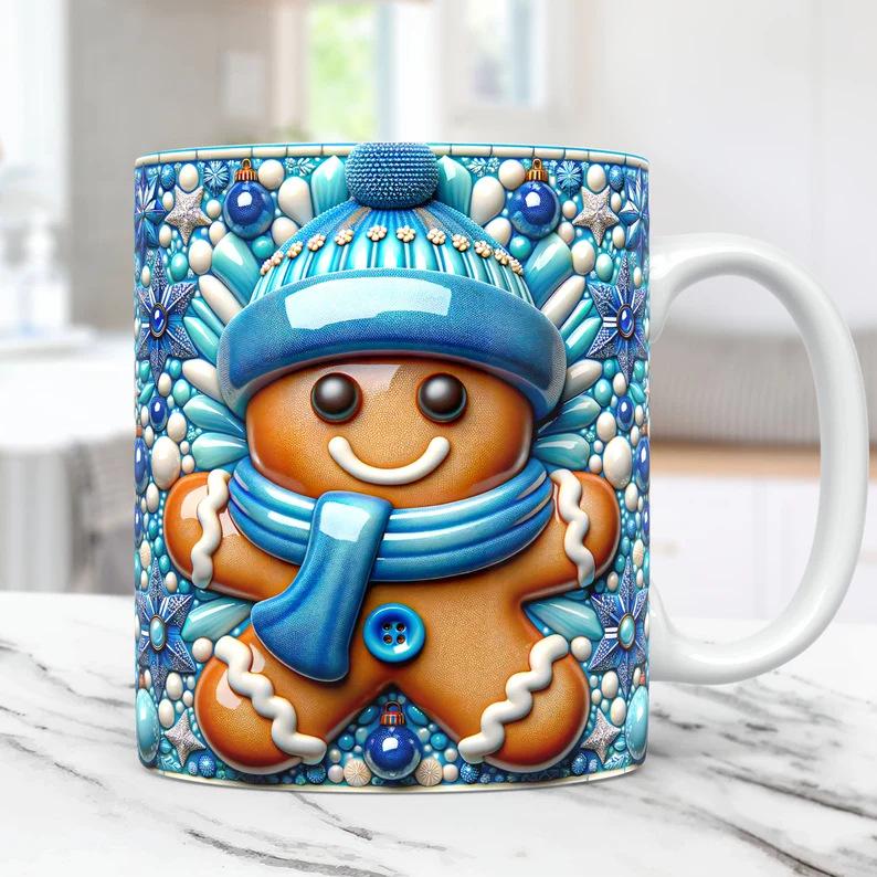 3D New Christmas Christmas Gingerbread Man Ceramic Coffee Mark Cup Tea Cup Gingerbread