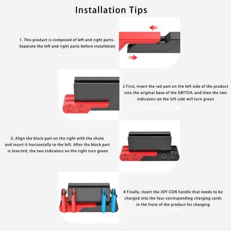 Multiple Angles Gamepad Charger Stand with Overheating Protections Compact Charging Stations Easy Carrying for Switches