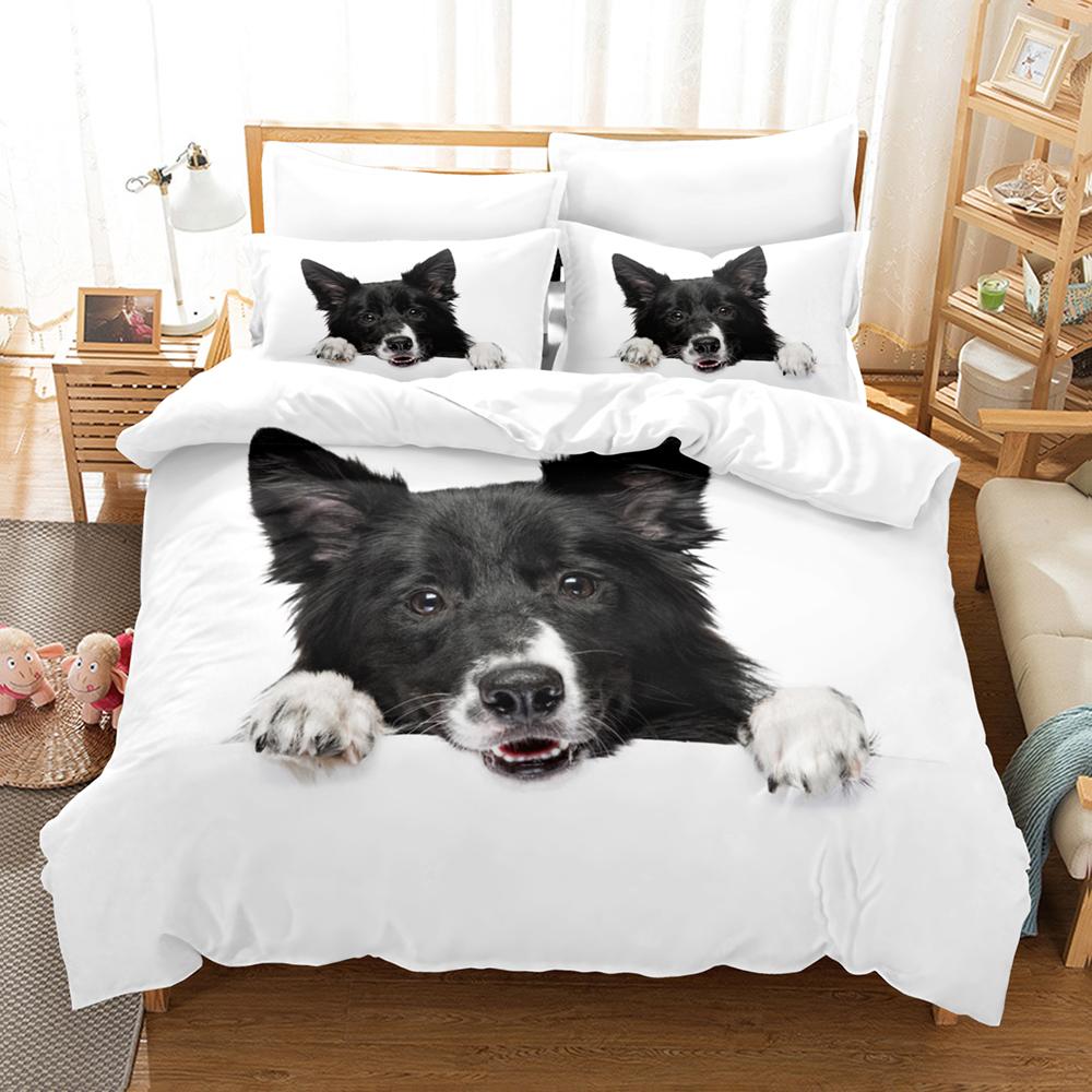 Cute Dog Bedding Set Single Twin Full Queen King Size Pet Dog Bed Set Aldult Kid Bedroom Duvet cover Sets 3D Print 035