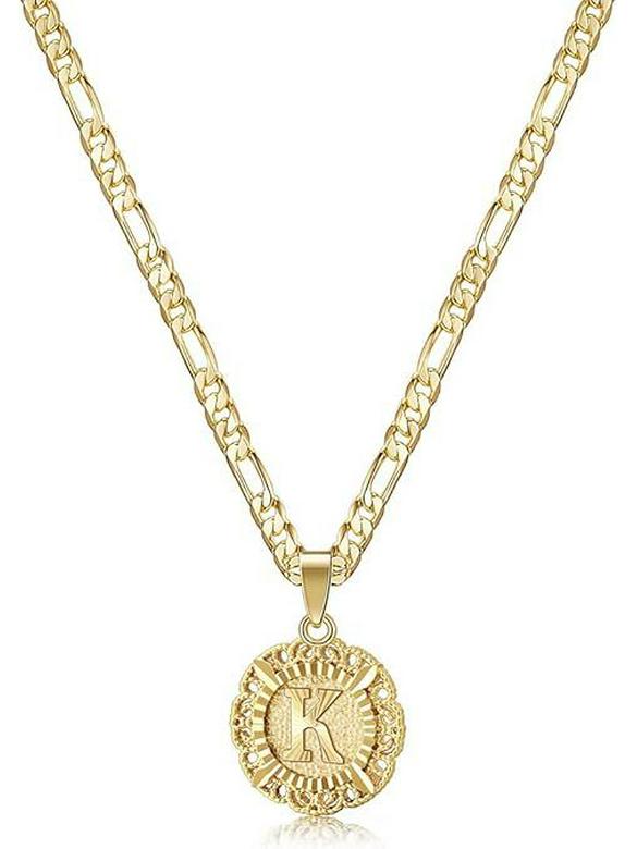 Versatile Alphabet Pendant Figaro Chain Necklace - High-End Light Luxury Clavicle Chain, 26 Letters Available