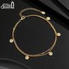 EFFIE QUEEN Enchanting 925 Sterling Silver Anklet 1.2mm Spacer Chain & Light Beads Chain Double Layered Style Chic Jewelry SA64