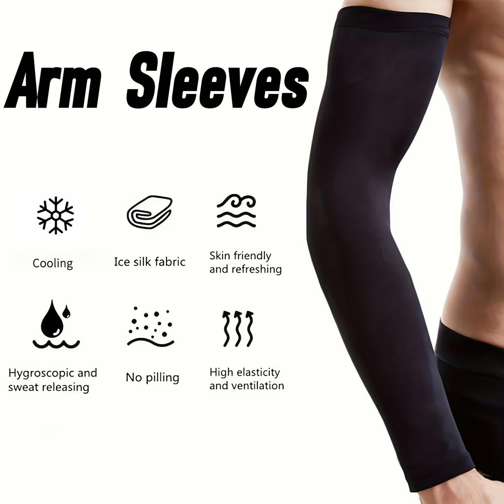 Cooling Compression Arm Sleeves for Men Women - 4-Way Stretch, Breathable Mesh Panels, Ergonomic Design for Outdoor Sports, Workouts & Daily Comfort