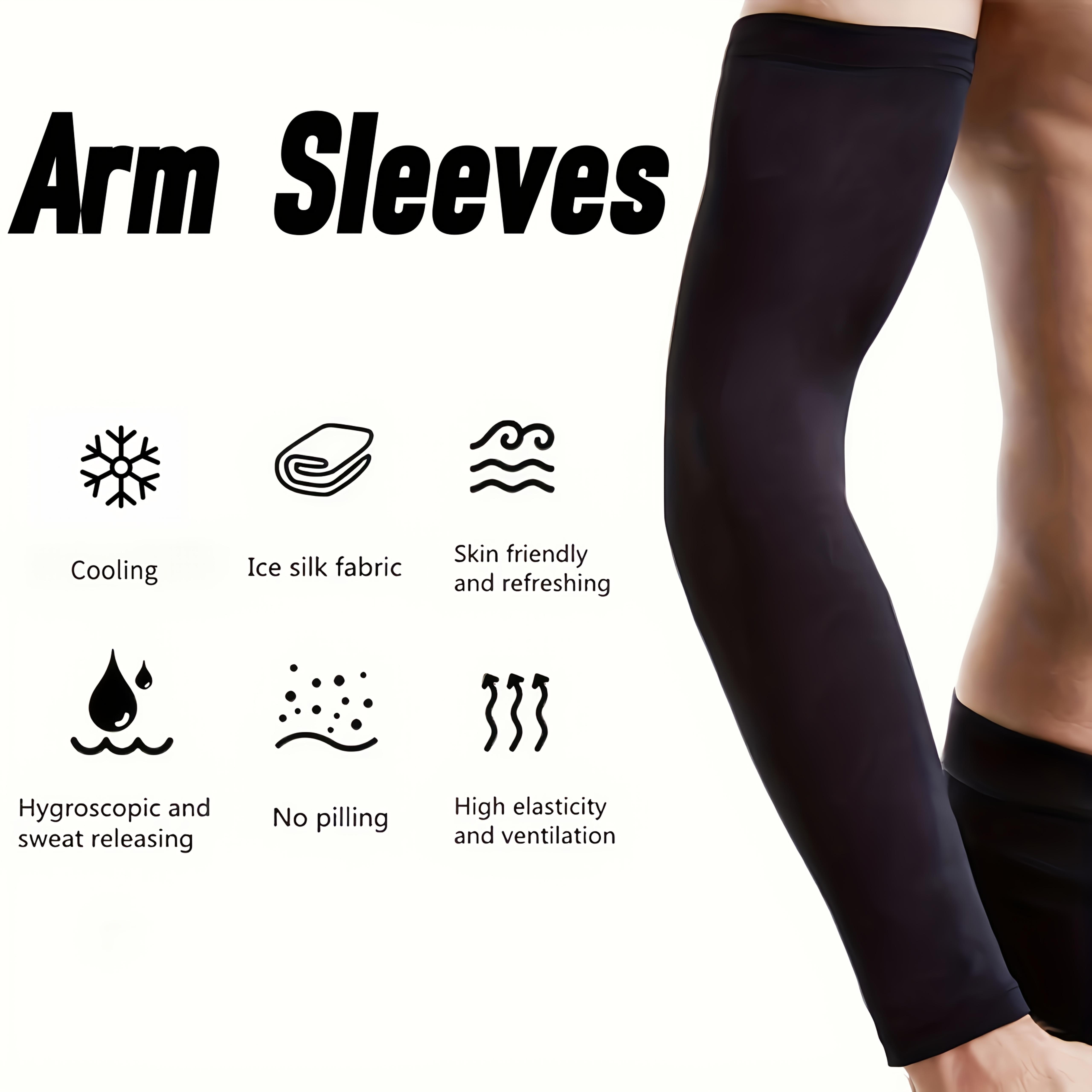 

Cooling Compression Arm Sleeves for Men Women - 4-Way Stretch, Breathable Mesh Panels, Ergonomic Design for Outdoor Sports, Workouts & Daily Comfort