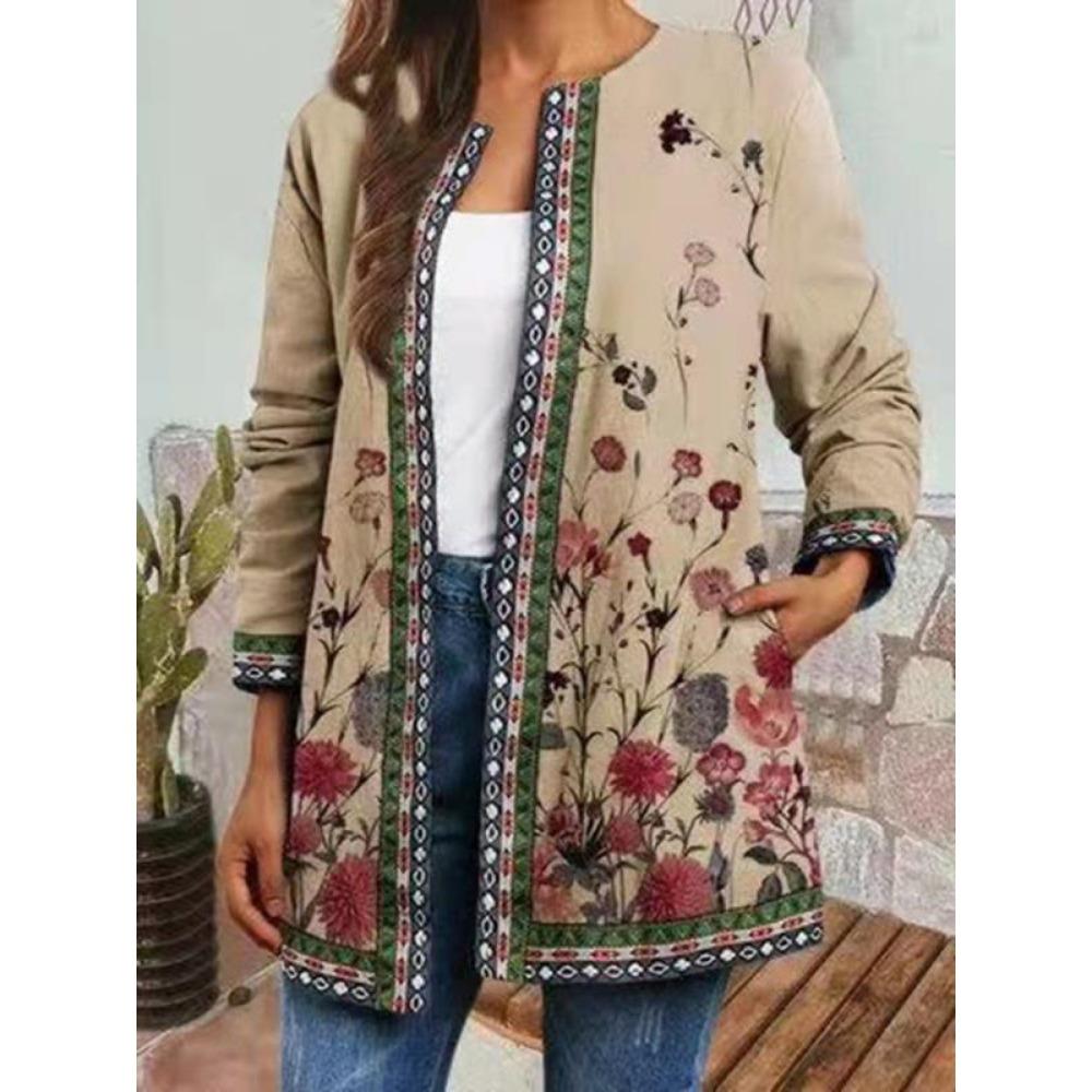 

GMXIA осень зима винтажный этнический стиль принт большой размер куртка кардиган женская одежда XXXXXL