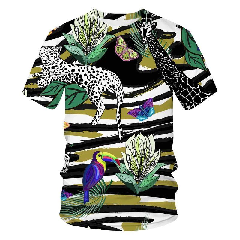 Женская летняя футболка с 3D-принтом животных и цветочным принтом — фото 6
