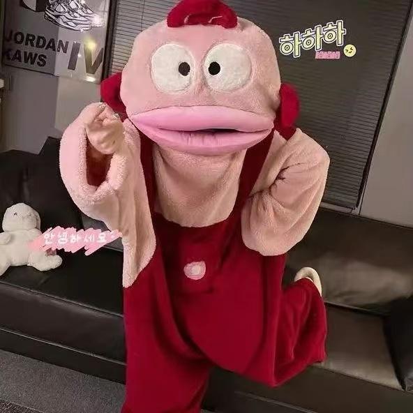 Kombinezon Big Mouth Zabawna Unisex Piżama Zimowa Przytulna z Kapturem Polarowa Ultra Miękki Pluszowy Jednoczęściowy Strój Domowy