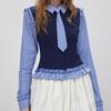 unifree Korean Style Printed Long Sleeve Shirt with Tie