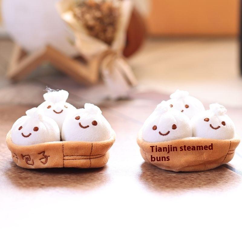 

1Pcs Soft Little Bun Keychain Kawaii Fluffy Xiaolongbao Keyring Simulation Food Cartoon Plush Pendant Birthday Gift 11cm