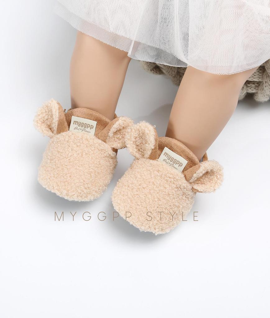 Unisex Cartoon Winter Baby Velcro Cotton Shoes, Soft Sole, Warm for Toddlers Aged 0-1 Year