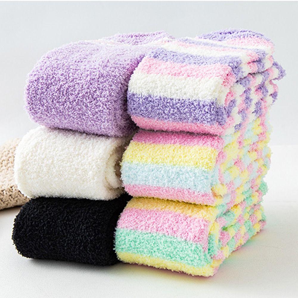 Lange Über-Knie-Socken Korallenrot Samt Warme Beinbekleidung Flauschige Damen-Kniestrümpfe Winter