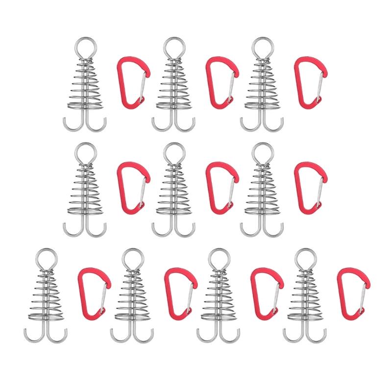 10Pcs Octopuses Tent Stake with Spring Buckle Camping Tent Nails Octopuses Tent Stake with Spring Buckle Wind Rope Anchors красный