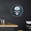 Metal Wall Sign Skull Round Vintage Retro Gothic Garage Decoration