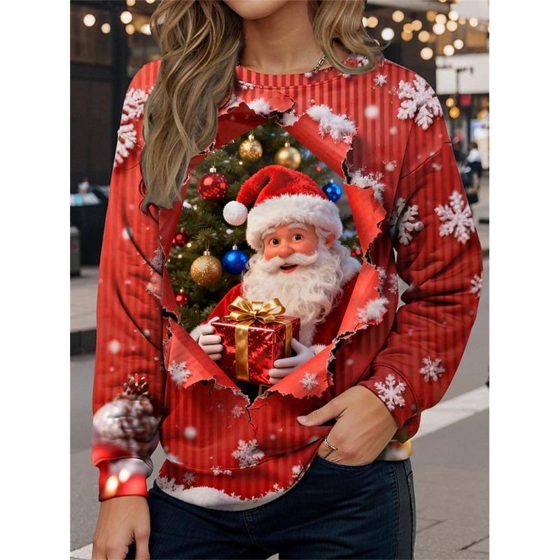 3D Print Christmas Snowman Sweatshirts Women Fashion Casual Streetwear O-Neck Hoodies Pullovers Harajuku Y2k Tops Woman Clothing