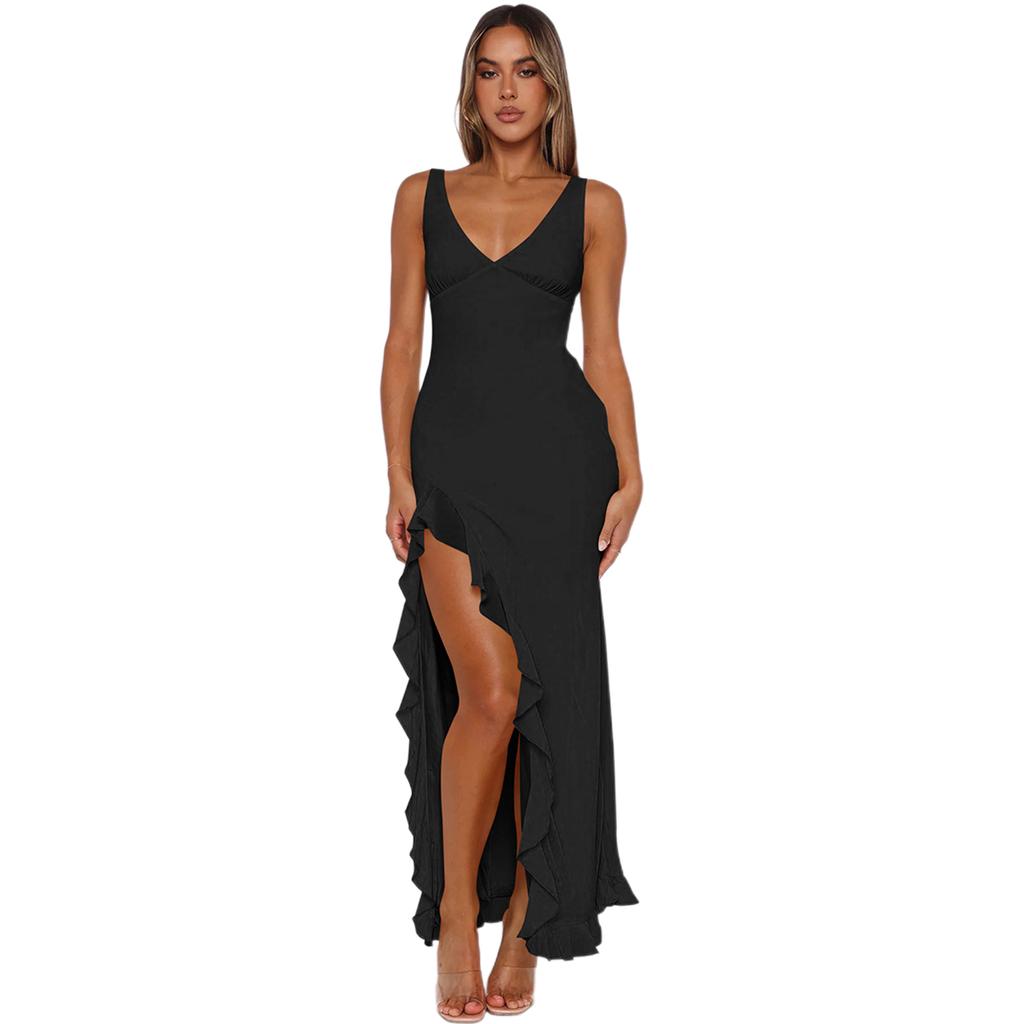 Women's Fashionable Casual Slit V-neck Dress