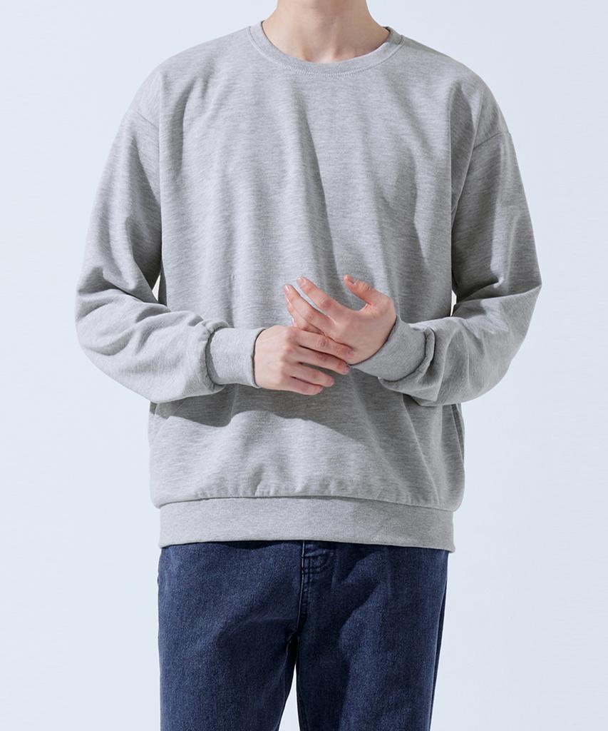 TOPBOY [Non-Fleece Or Fleece-Lined] Basic Standard Fit Plain Sweatshirt Gray