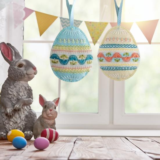 Easter Egg Embroidery Felt Kit DIY Craft Set with Embroidery Design Handmade Felt Easter Egg Ornament